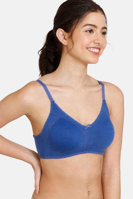 Zivame Essentials Double Layered Non Wired Full Coverage T-Shirt Bra - Sodalite Blue — image 4